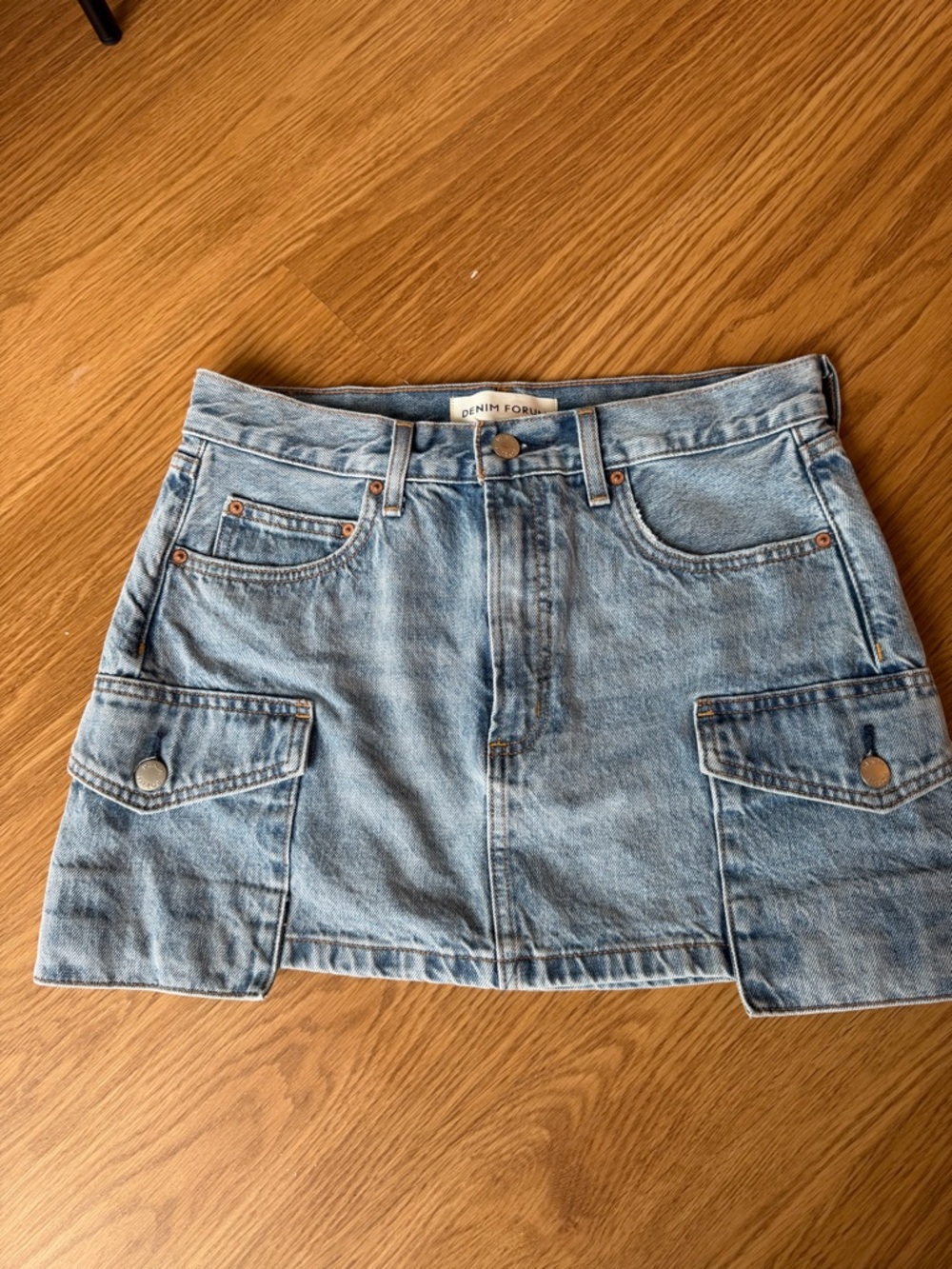 Aritzia Light Blue Denim Mini Skirt with Cargo Pockets
